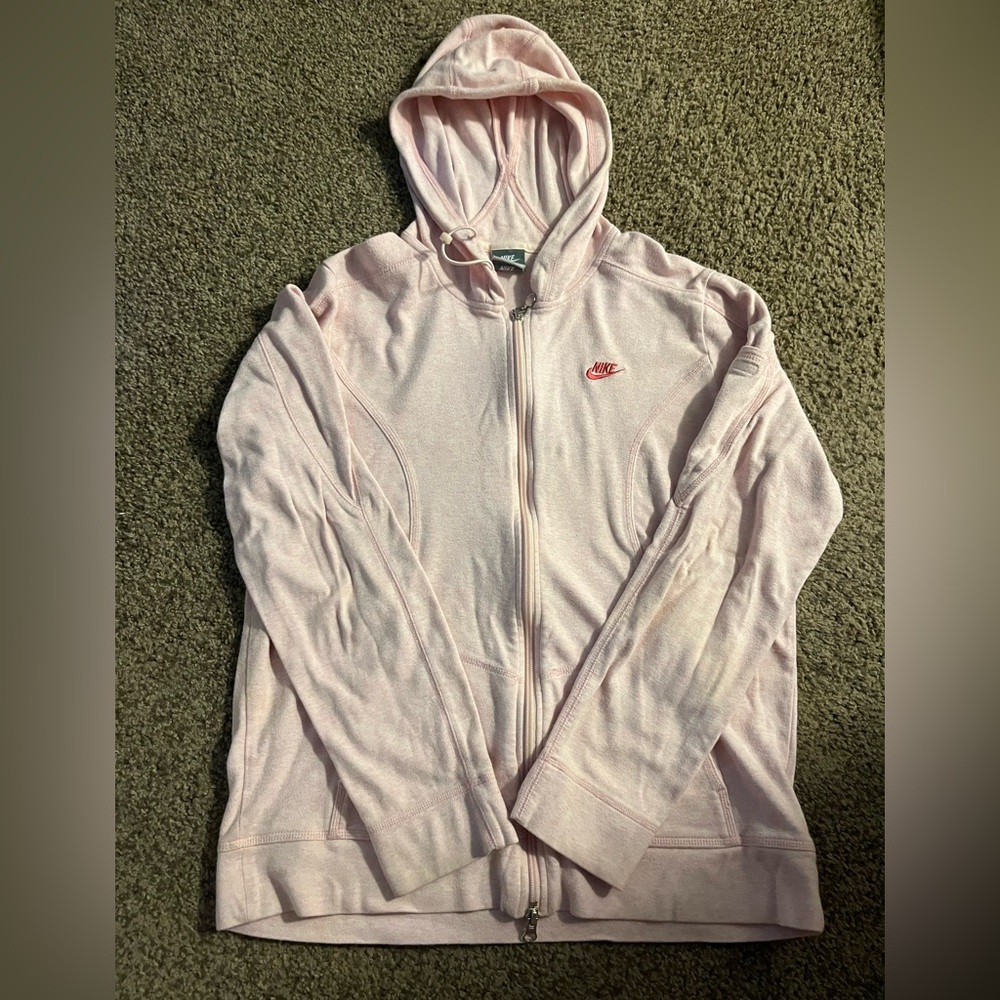 Nike White Relaxed Hoodie with Red Logo